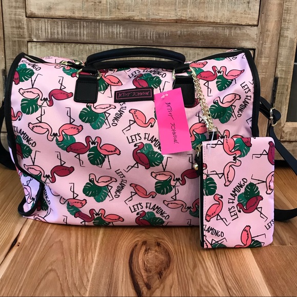 Betsey Johnson Bags Flamingo Nylon Weekender Poshmark